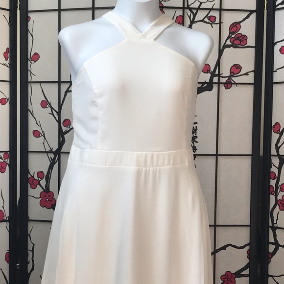 White Bib Neck Skater Dress - Picture 2 of 6
